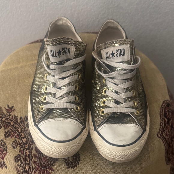 Women's Converse Sparkling Gold Sneakers - Picture 1 of 9